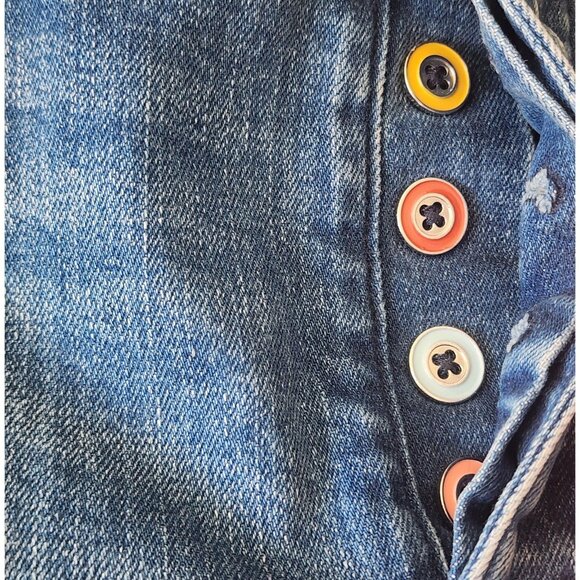 Pilcro and the Letterpress Skirt Womens 6 Blue Denim Pencil Slit Anthropologie - Picture 3 of 11